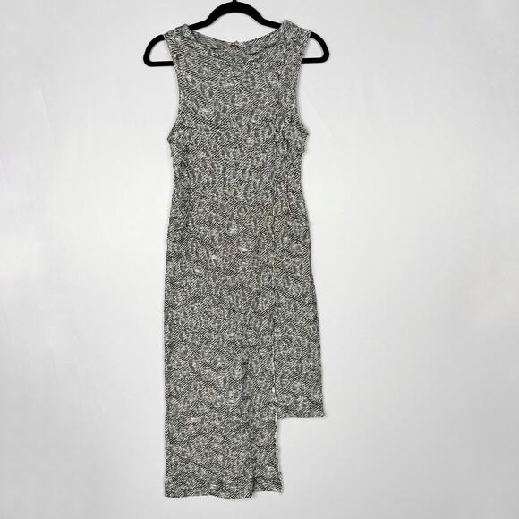 Free People XSmall XS Gray Cora Asymmetrical Jacquard Sweater Dress Cowl Neck - Picture 1 of 12